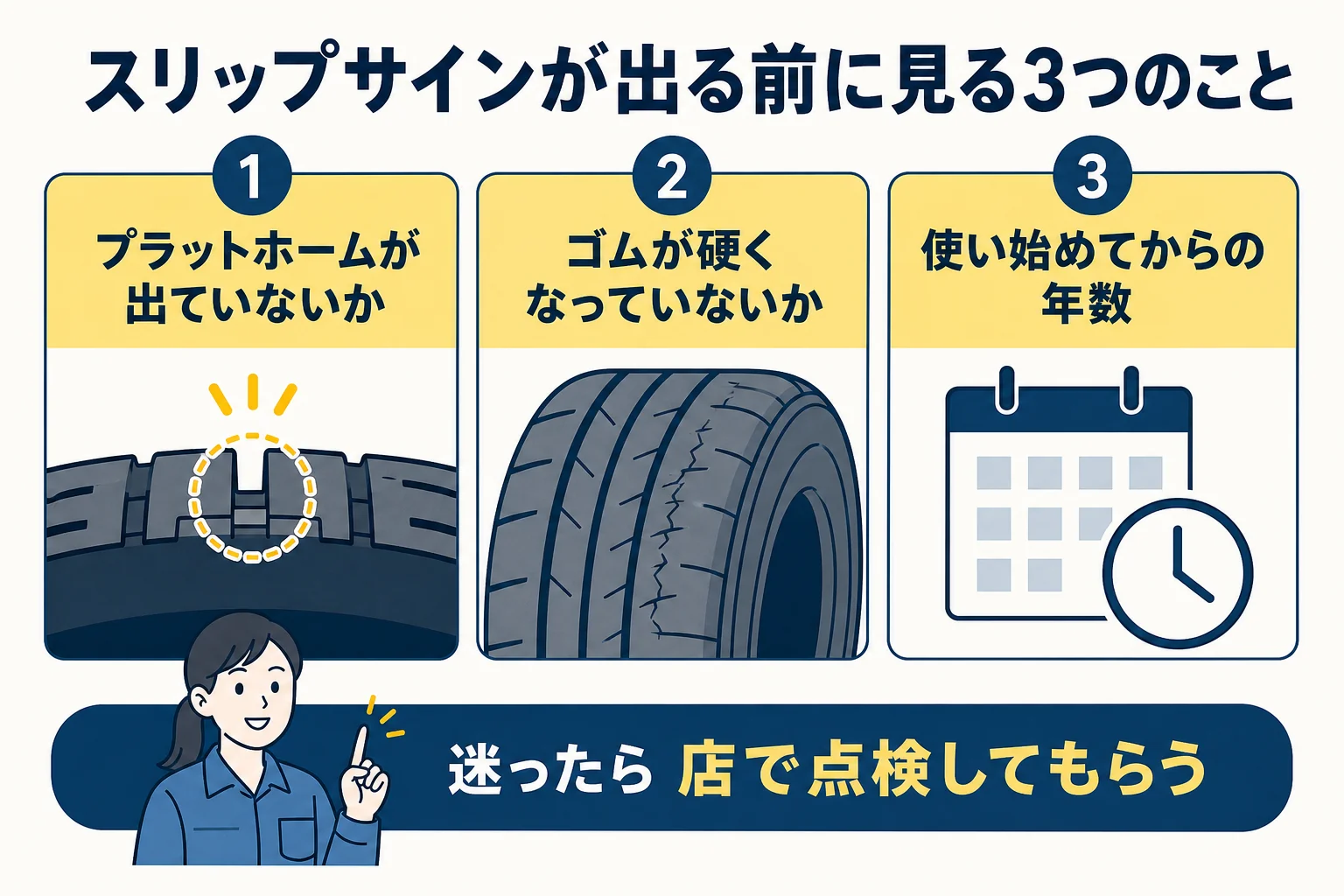 スリップサインが出る前に見ておきたい点をまとめた図解